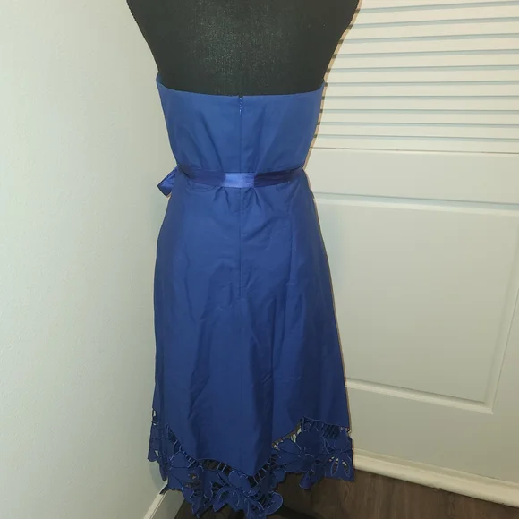 Betsey Johnson Elegant Blue Cutout Strapless Cotton Dress Size 8 - Picture 11 of 12